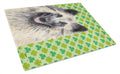 Belgian Tervuren St. Patrick's Day Shamrock Portrait Cutting Board Tempered Glass Kitchen Cutting Surface, Heat Resistant Chopping, Non-Slip Feet, Food Prep & Serving