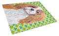 Cavalier Spaniel St. Patrick's Day Shamrock Portrait Cutting Board Tempered Glass Kitchen Cutting Surface, Heat Resistant Chopping, Non-Slip Feet, Food Prep & Serving