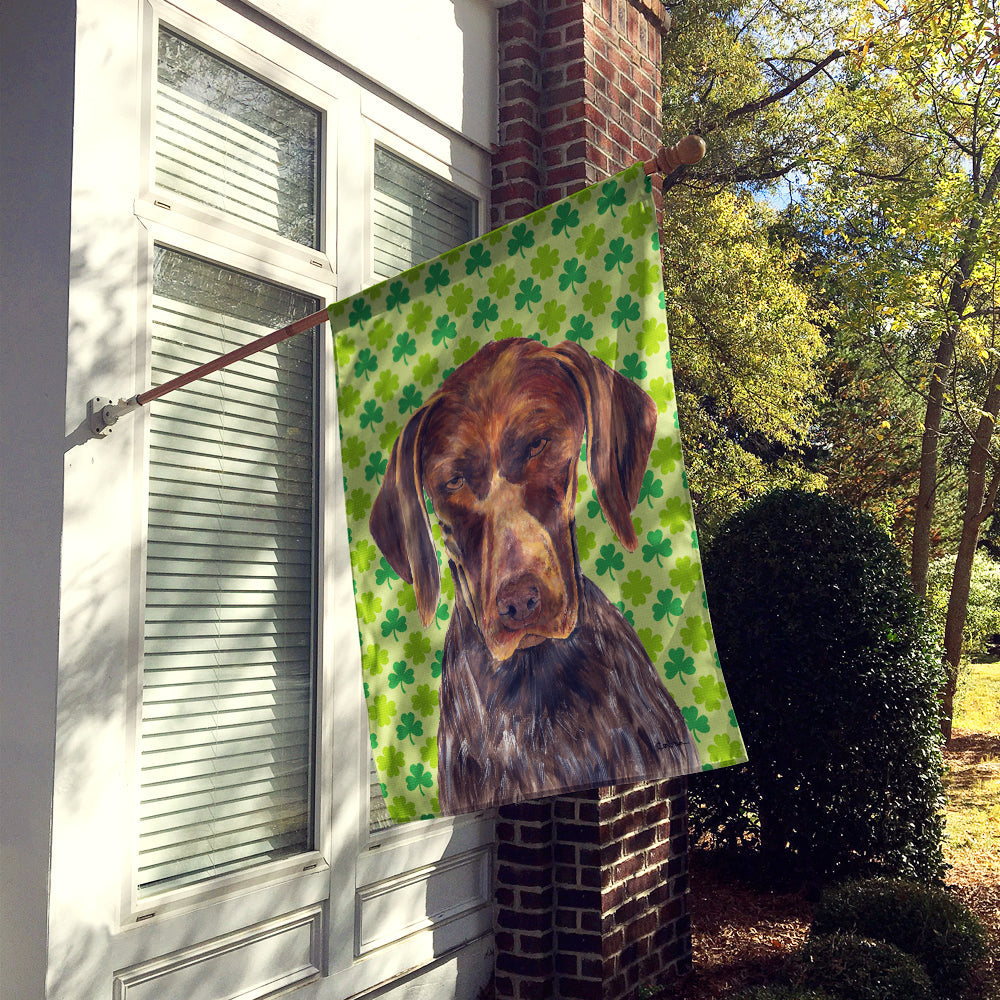 German Shorthaired Pointer St. Patrick's Day Shamrock Portrait House Flag 28x40 Porch Sleeve Pole Decorative Outside Yard Banner Artwork Wall Hanging, Polyester