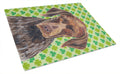 German Shorthaired Pointer St. Patrick's Day Shamrock Portrait Cutting Board Tempered Glass Kitchen Cutting Surface, Heat Resistant Chopping, Non-Slip Feet, Food Prep & Serving