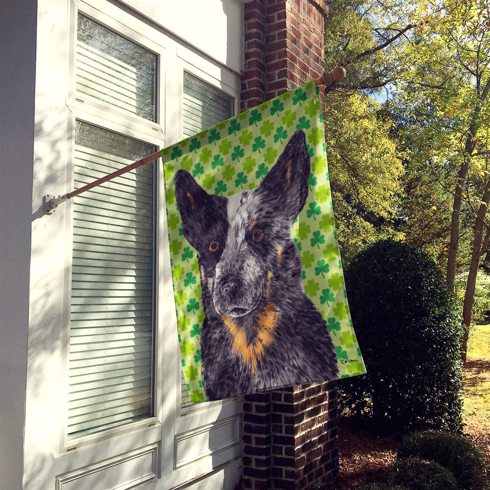 Australian Cattle Dog St. Patrick's Day Shamrock House Flag 28x40 Porch Sleeve Pole Decorative Outside Yard Banner Artwork Wall Hanging, Polyester