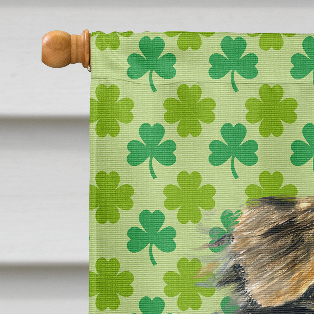 Australian Shepherd St. Patrick's Day Shamrock House Flag 28x40 Porch Sleeve Pole Decorative Outside Yard Banner Artwork Wall Hanging, Polyester