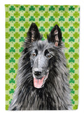Belgian Sheepdog St. Patrick's Day Shamrock Portrait House Flag 28x40 Porch Sleeve Pole Decorative Outside Yard Banner Artwork Wall Hanging, Polyester