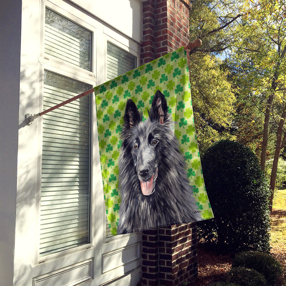 Belgian Sheepdog St. Patrick's Day Shamrock Portrait House Flag 28x40 Porch Sleeve Pole Decorative Outside Yard Banner Artwork Wall Hanging, Polyester