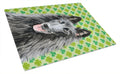Belgian Sheepdog St. Patrick's Day Shamrock Portrait Cutting Board Tempered Glass Kitchen Cutting Surface, Heat Resistant Chopping, Non-Slip Feet, Food Prep & Serving
