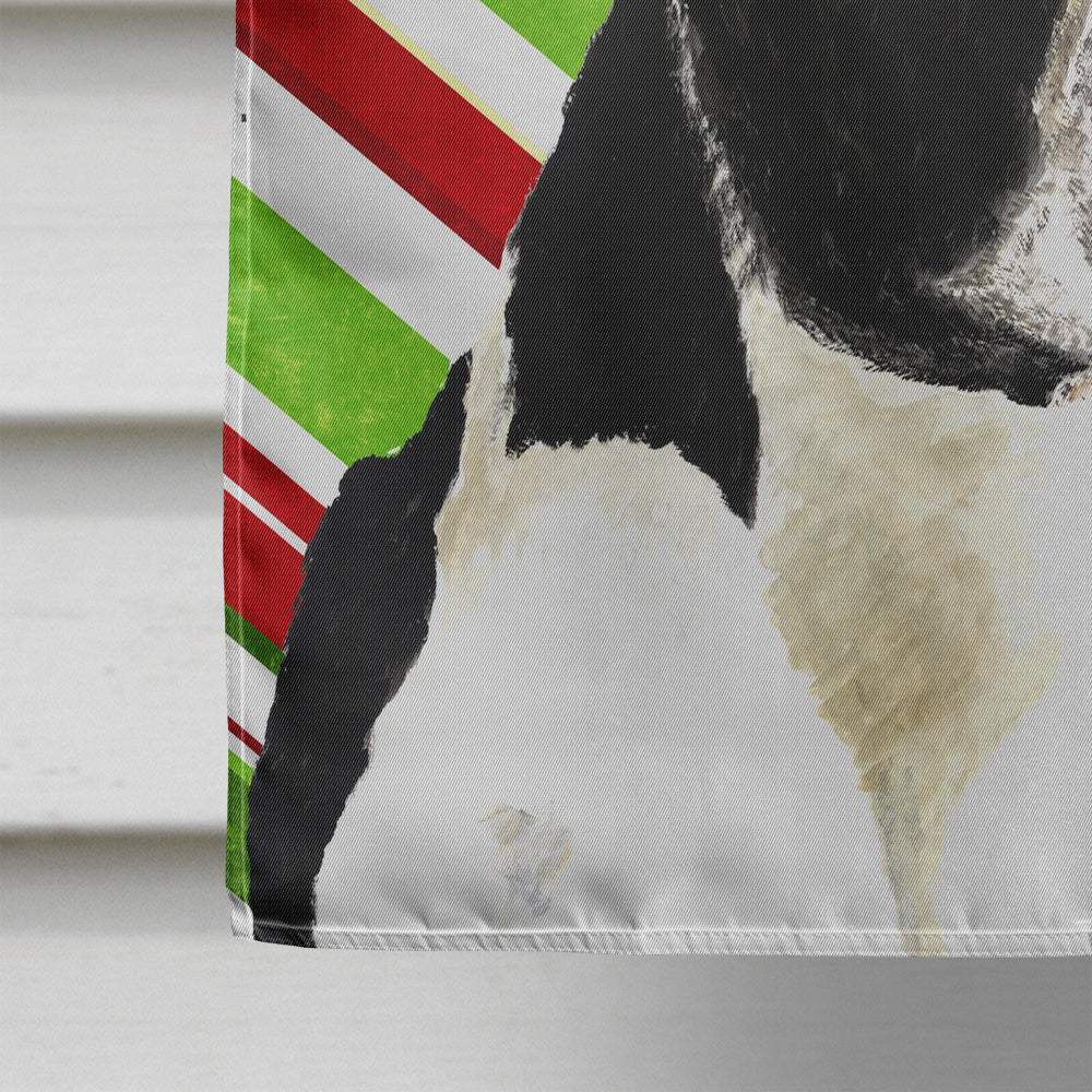 Boston Terrier Candy Cane Holiday Christmas House Flag 28x40 Porch Sleeve Pole Decorative Outside Yard Banner Artwork Wall Hanging, Polyester