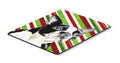 Boston Terrier Candy Cane Holiday Christmas Mouse Pad, Heat Resistant Trivet Hot Pad , Non Slip Rubber Desk Mat, Kitchen Counter Protector, Home Office Decor Gift