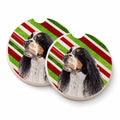 Springer Spaniel Candy Cane Holiday Christmas Set of 2 Cup Holder Car Coasters Absorbent Round Sandstone Coasters Gifts for Men or Women, 2.5, Multicolor