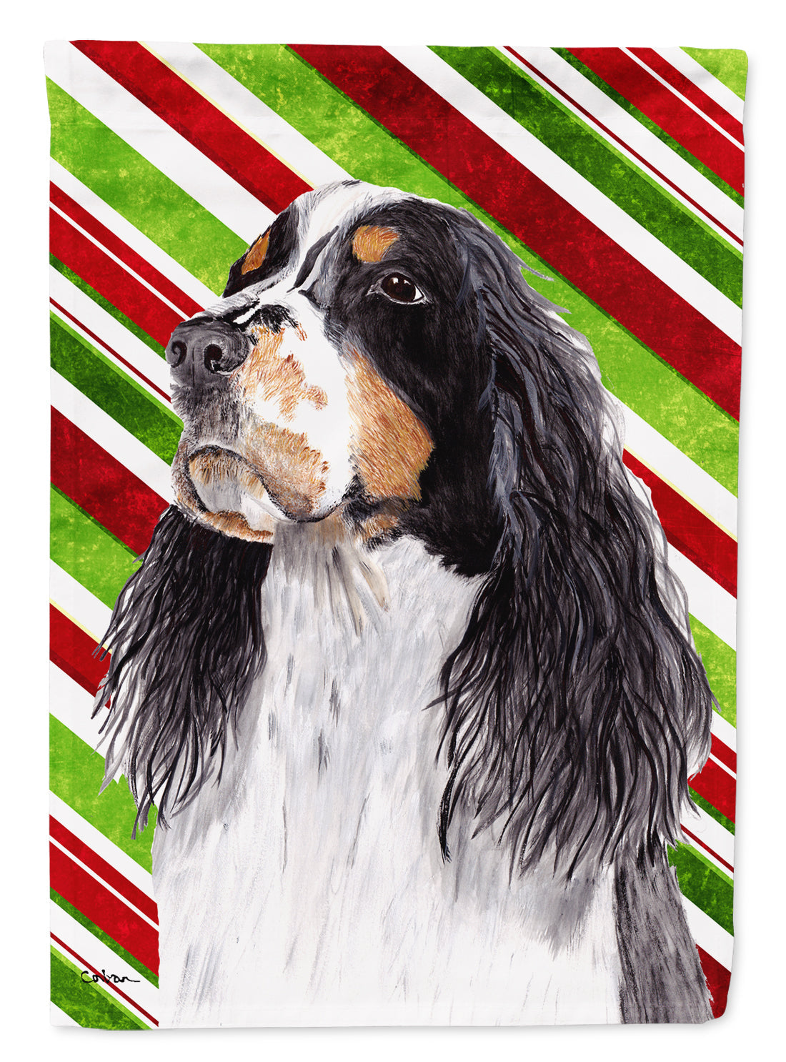 Springer Spaniel Candy Cane Holiday Christmas House Flag 28x40 Porch Sleeve Pole Decorative Outside Yard Banner Artwork Wall Hanging, Polyester