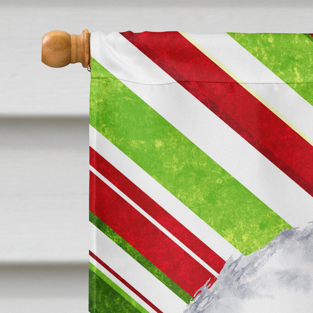 Bichon Frise Candy Cane Holiday Christmas House Flag 28x40 Porch Sleeve Pole Decorative Outside Yard Banner Artwork Wall Hanging, Polyester