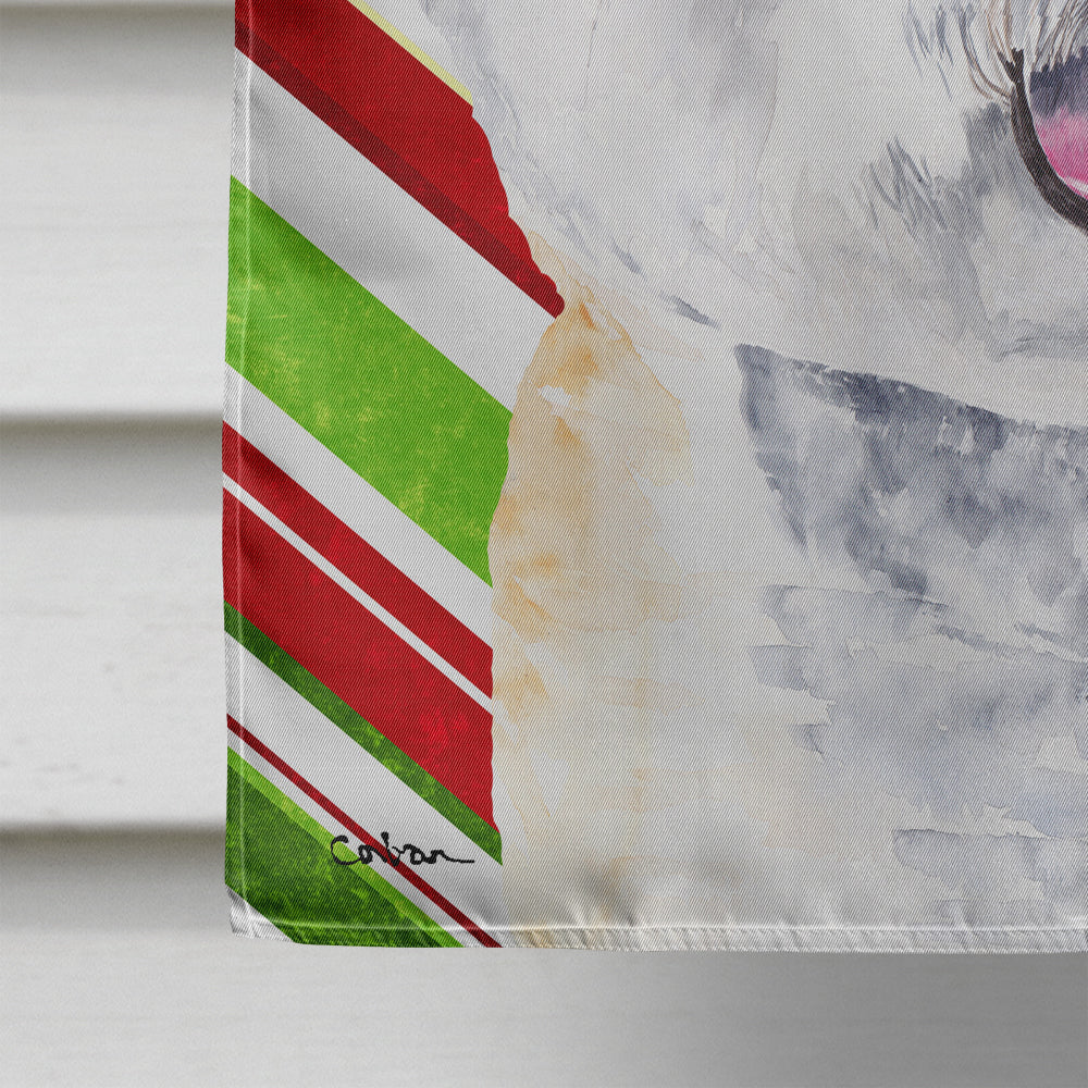 Bichon Frise Candy Cane Holiday Christmas House Flag 28x40 Porch Sleeve Pole Decorative Outside Yard Banner Artwork Wall Hanging, Polyester