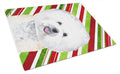Bichon Frise Candy Cane Holiday Christmas Cutting Board Tempered Glass Kitchen Cutting Surface, Heat Resistant Chopping, Non-Slip Feet, Food Prep & Serving