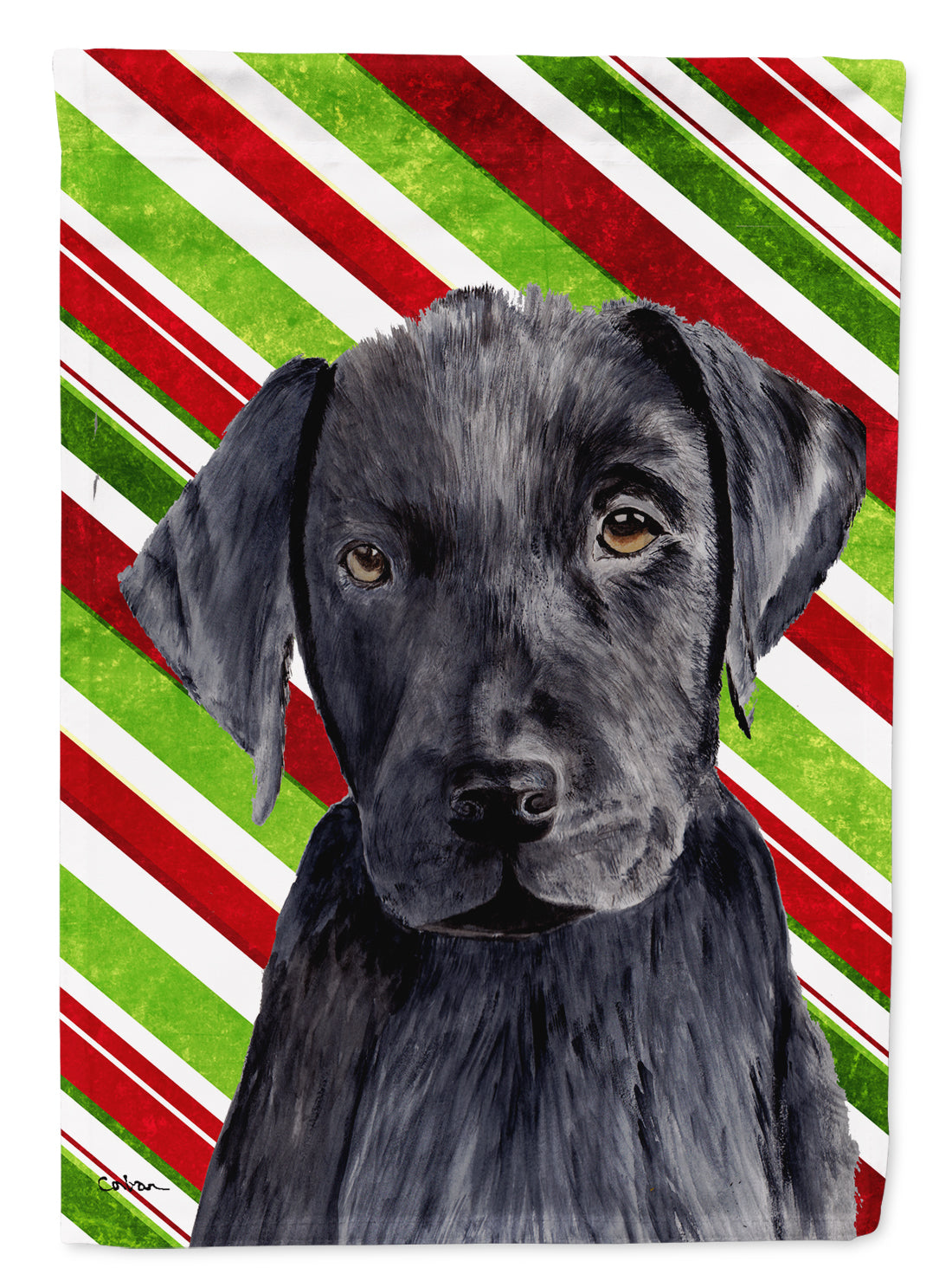 Labrador Candy Cane Holiday Christmas House Flag 28x40 Porch Sleeve Pole Decorative Outside Yard Banner Artwork Wall Hanging, Polyester