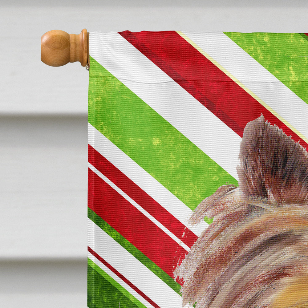 Yorkie Candy Cane Holiday Christmas House Flag 28x40 Porch Sleeve Pole Decorative Outside Yard Banner Artwork Wall Hanging, Polyester