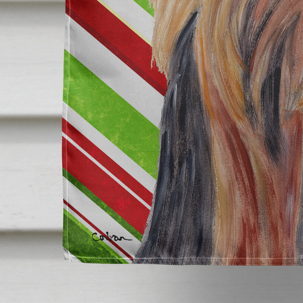 Yorkie Candy Cane Holiday Christmas House Flag 28x40 Porch Sleeve Pole Decorative Outside Yard Banner Artwork Wall Hanging, Polyester