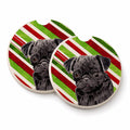 Pug Candy Cane Holiday Christmas Set of 2 Cup Holder Car Coasters Absorbent Round Sandstone Coasters Gifts for Men or Women, 2.5, Multicolor