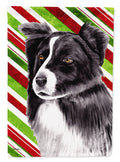 Border Collie Candy Cane Holiday Christmas House Flag 28x40 Porch Sleeve Pole Decorative Outside Yard Banner Artwork Wall Hanging, Polyester