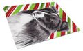 Border Collie Candy Cane Holiday Christmas Cutting Board Tempered Glass Kitchen Cutting Surface, Heat Resistant Chopping, Non-Slip Feet, Food Prep & Serving