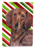Dachshund Candy Cane Holiday Christmas House Flag 28x40 Porch Sleeve Pole Decorative Outside Yard Banner Artwork Wall Hanging, Polyester
