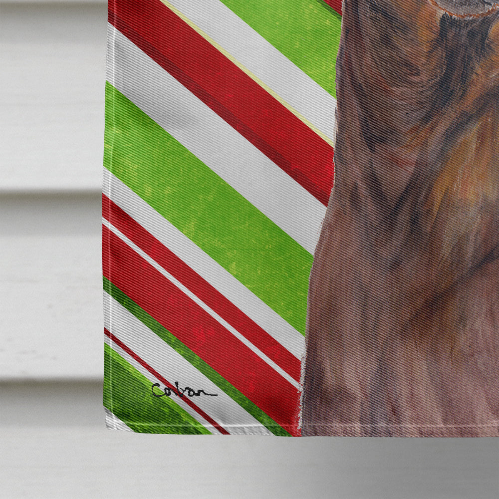 Dachshund Candy Cane Holiday Christmas House Flag 28x40 Porch Sleeve Pole Decorative Outside Yard Banner Artwork Wall Hanging, Polyester