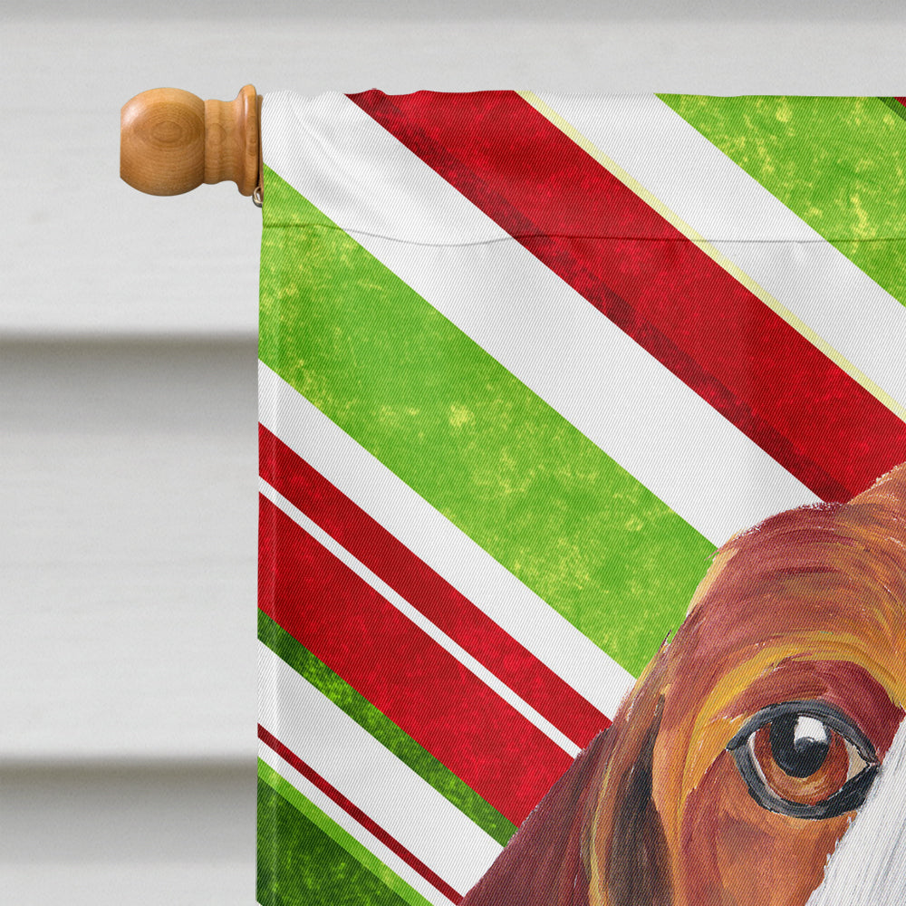 Beagle Candy Cane Holiday Christmas House Flag 28x40 Porch Sleeve Pole Decorative Outside Yard Banner Artwork Wall Hanging, Polyester