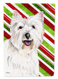 Westie Candy Cane Holiday Christmas House Flag 28x40 Porch Sleeve Pole Decorative Outside Yard Banner Artwork Wall Hanging, Polyester