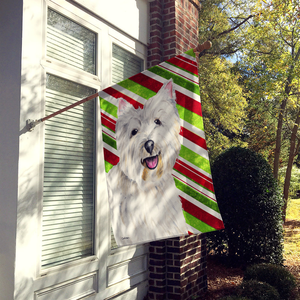 Westie Candy Cane Holiday Christmas House Flag 28x40 Porch Sleeve Pole Decorative Outside Yard Banner Artwork Wall Hanging, Polyester