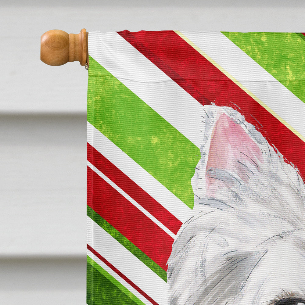 Westie Candy Cane Holiday Christmas House Flag 28x40 Porch Sleeve Pole Decorative Outside Yard Banner Artwork Wall Hanging, Polyester