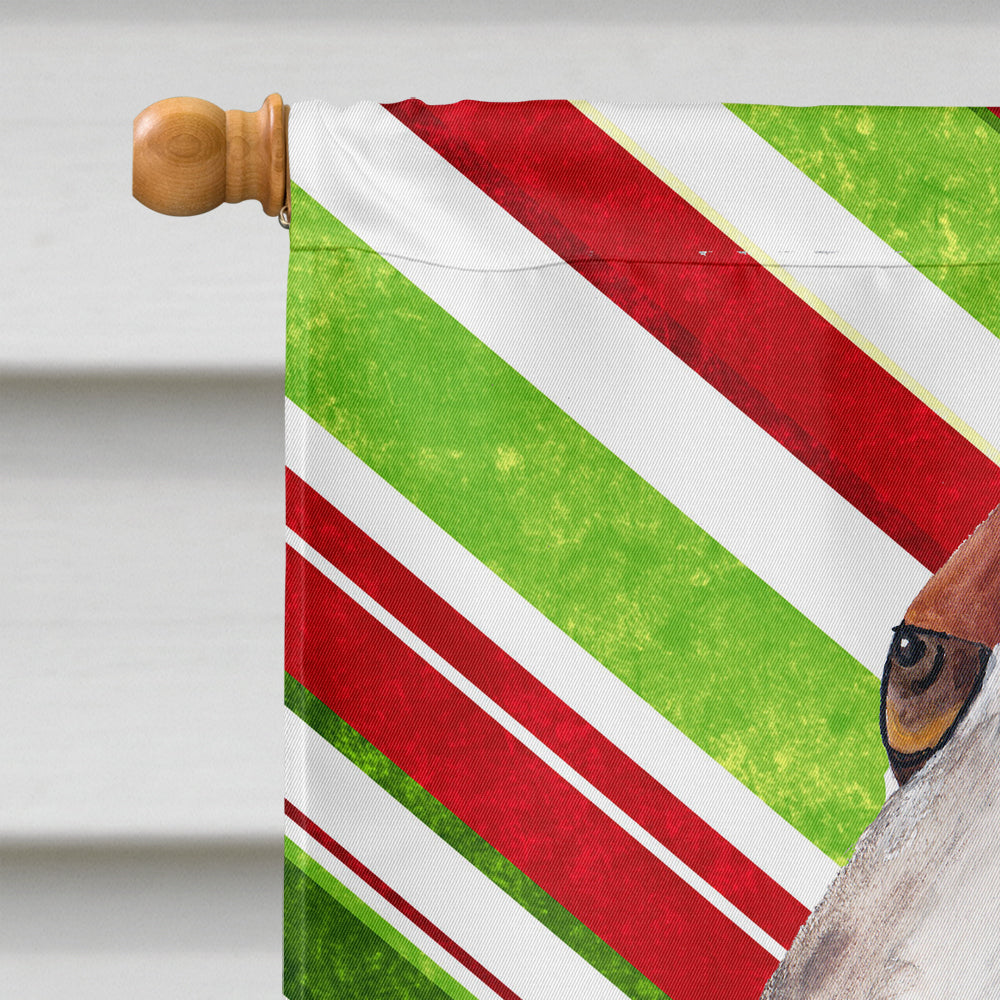 Basset Hound Candy Cane Holiday Christmas House Flag 28x40 Porch Sleeve Pole Decorative Outside Yard Banner Artwork Wall Hanging, Polyester