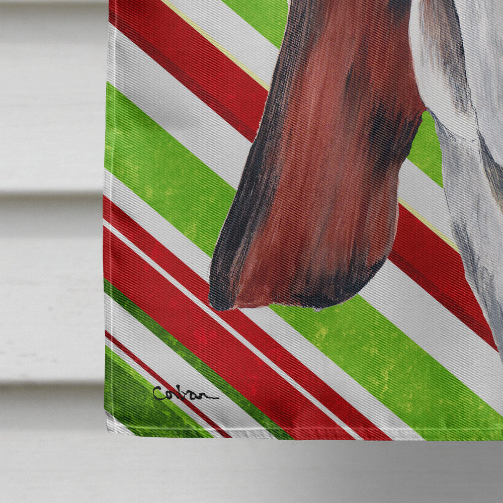 Basset Hound Candy Cane Holiday Christmas House Flag 28x40 Porch Sleeve Pole Decorative Outside Yard Banner Artwork Wall Hanging, Polyester