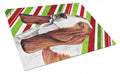 Basset Hound Candy Cane Holiday Christmas Cutting Board Tempered Glass Kitchen Cutting Surface, Heat Resistant Chopping, Non-Slip Feet, Food Prep & Serving
