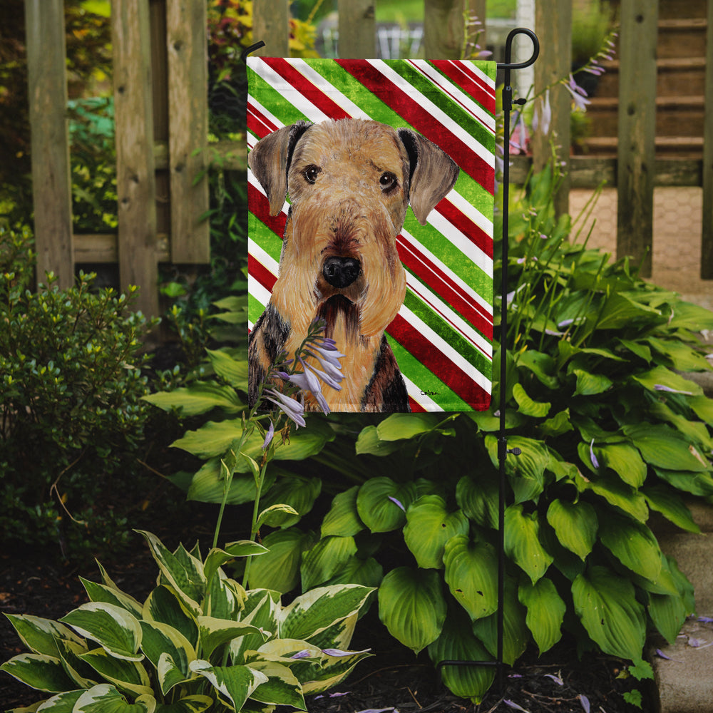 Airedale Candy Cane Holiday Christmas Garden Flag Mailbox Decorative Yard Banner Outside Patio Artwork for Flower Beds, Garden Size, Multicolor