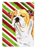 Bulldog English Candy Cane Holiday Christmas House Flag 28x40 Porch Sleeve Pole Decorative Outside Yard Banner Artwork Wall Hanging, Polyester