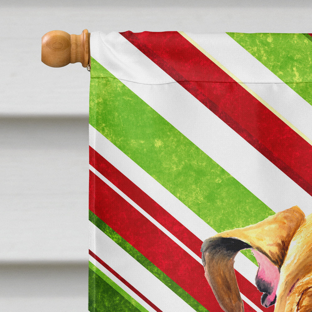 Bulldog English Candy Cane Holiday Christmas House Flag 28x40 Porch Sleeve Pole Decorative Outside Yard Banner Artwork Wall Hanging, Polyester