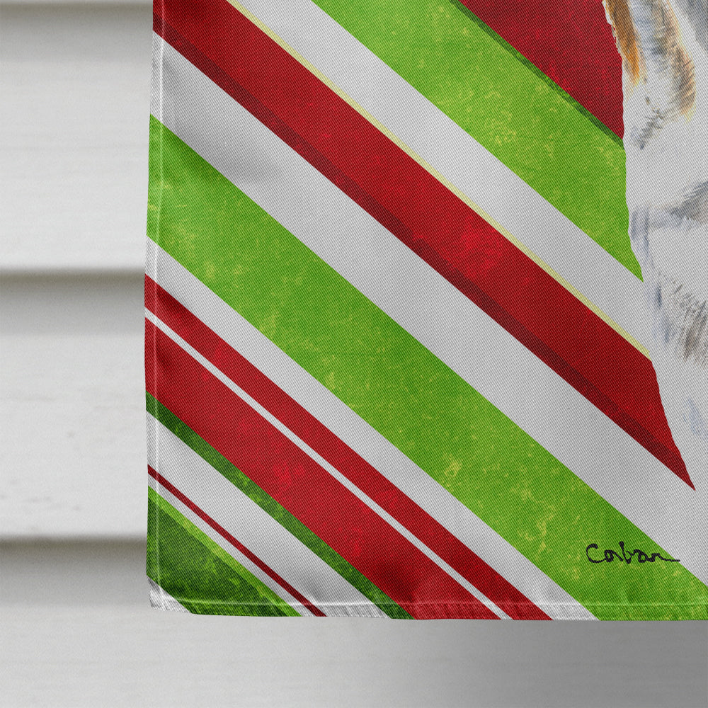 Bulldog English Candy Cane Holiday Christmas House Flag 28x40 Porch Sleeve Pole Decorative Outside Yard Banner Artwork Wall Hanging, Polyester