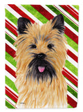Cairn Terrier Candy Cane Holiday Christmas House Flag 28x40 Porch Sleeve Pole Decorative Outside Yard Banner Artwork Wall Hanging, Polyester