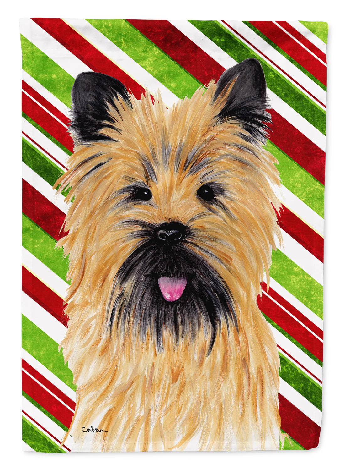 Cairn Terrier Candy Cane Holiday Christmas House Flag 28x40 Porch Sleeve Pole Decorative Outside Yard Banner Artwork Wall Hanging, Polyester