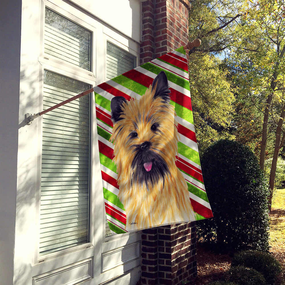 Cairn Terrier Candy Cane Holiday Christmas House Flag 28x40 Porch Sleeve Pole Decorative Outside Yard Banner Artwork Wall Hanging, Polyester