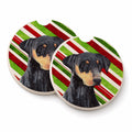 Doberman Candy Cane Holiday Christmas Set of 2 Cup Holder Car Coasters Absorbent Round Sandstone Coasters Gifts for Men or Women, 2.5, Multicolor