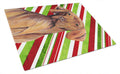 Vizsla Candy Cane Holiday Christmas Cutting Board Tempered Glass Kitchen Cutting Surface, Heat Resistant Chopping, Non-Slip Feet, Food Prep & Serving
