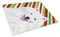 American Eskimo Candy Cane Holiday Christmas Cutting Board Tempered Glass Kitchen Cutting Surface, Heat Resistant Chopping, Non-Slip Feet, Food Prep & Serving