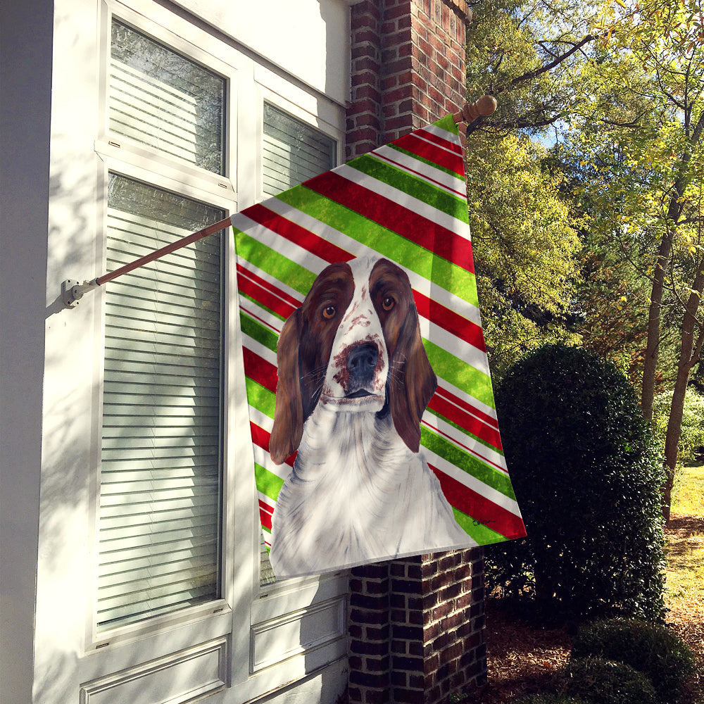 Welsh Springer Spaniel Candy Cane Holiday Christmas House Flag 28x40 Porch Sleeve Pole Decorative Outside Yard Banner Artwork Wall Hanging, Polyester