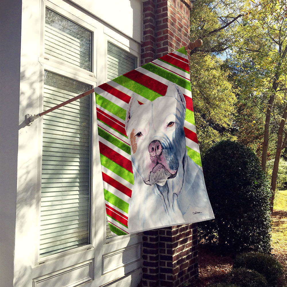 Pit Bull Candy Cane Holiday Christmas House Flag 28x40 Porch Sleeve Pole Decorative Outside Yard Banner Artwork Wall Hanging, Polyester