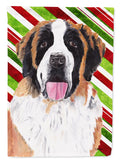 Saint Bernard Candy Cane Holiday Christmas House Flag 28x40 Porch Sleeve Pole Decorative Outside Yard Banner Artwork Wall Hanging, Polyester