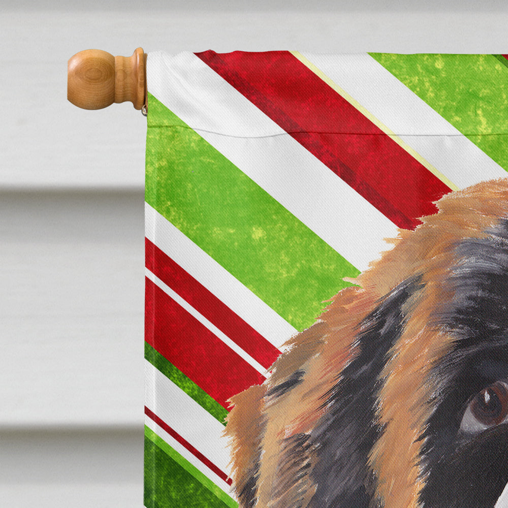 Saint Bernard Candy Cane Holiday Christmas House Flag 28x40 Porch Sleeve Pole Decorative Outside Yard Banner Artwork Wall Hanging, Polyester