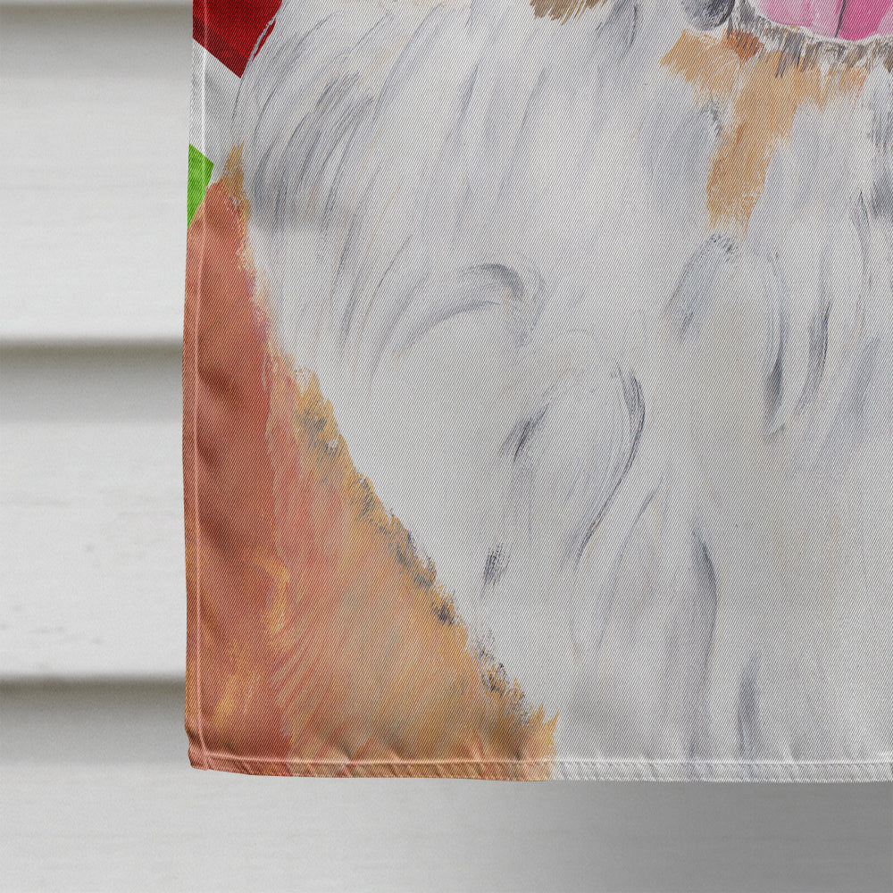 Saint Bernard Candy Cane Holiday Christmas House Flag 28x40 Porch Sleeve Pole Decorative Outside Yard Banner Artwork Wall Hanging, Polyester