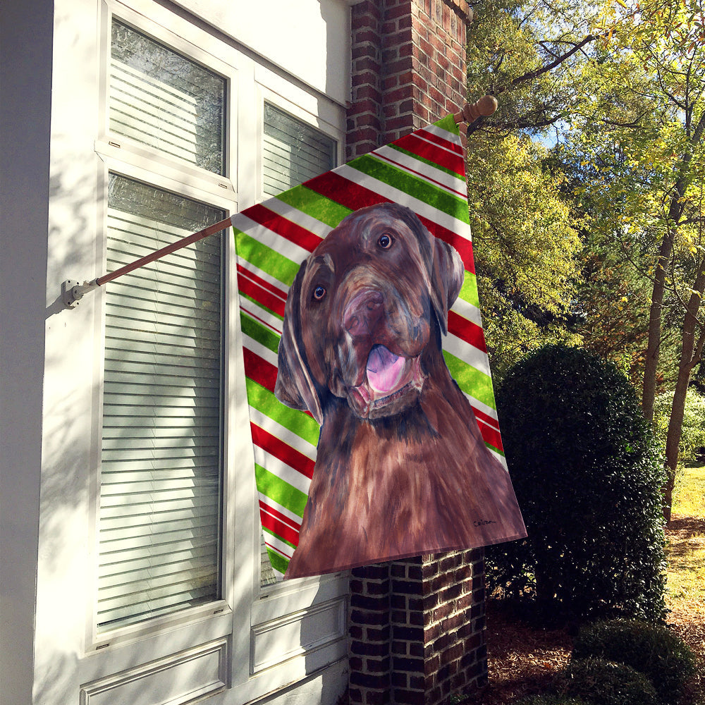 Labrador Candy Cane Holiday Christmas House Flag 28x40 Porch Sleeve Pole Decorative Outside Yard Banner Artwork Wall Hanging, Polyester