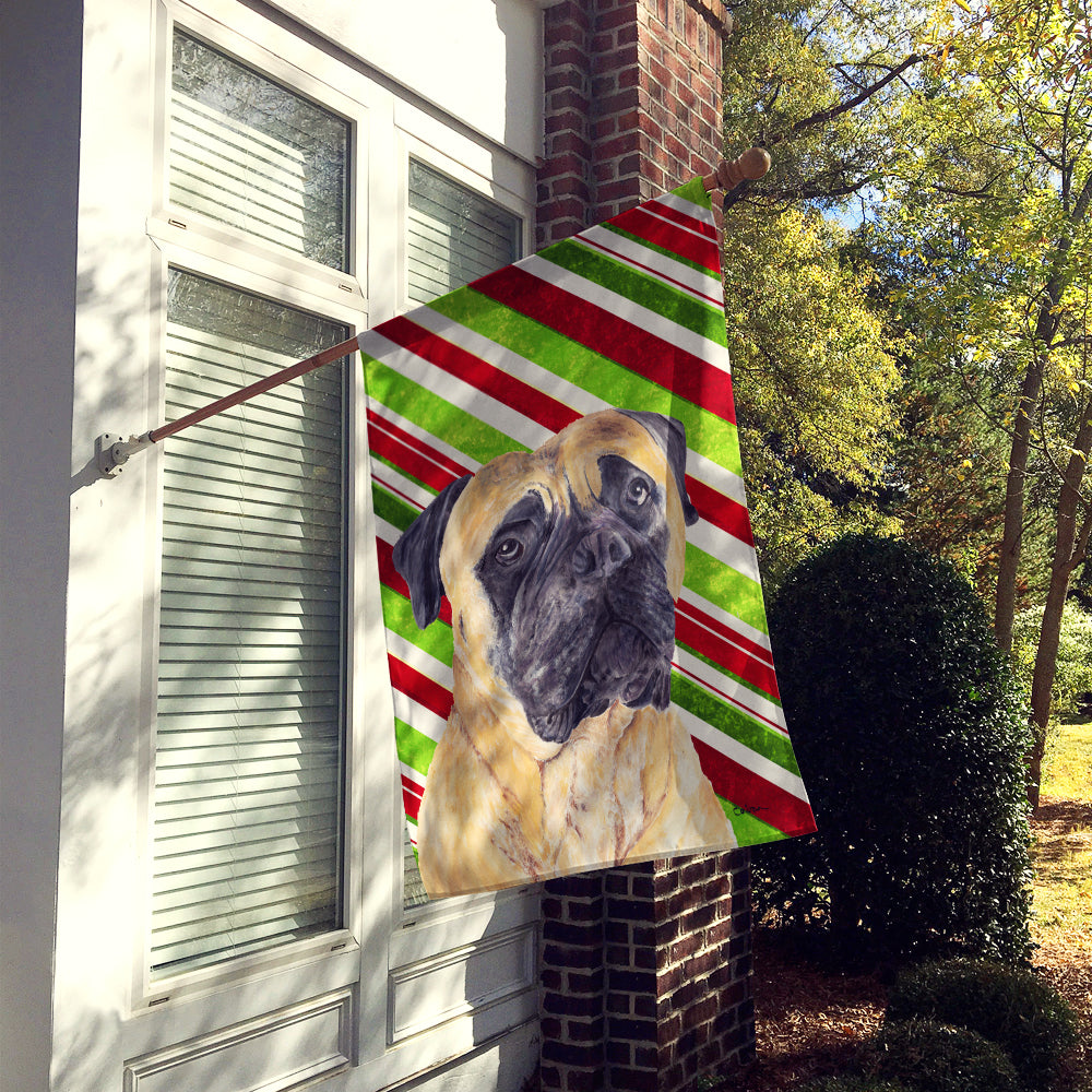 Mastiff Candy Cane Holiday Christmas House Flag 28x40 Porch Sleeve Pole Decorative Outside Yard Banner Artwork Wall Hanging, Polyester