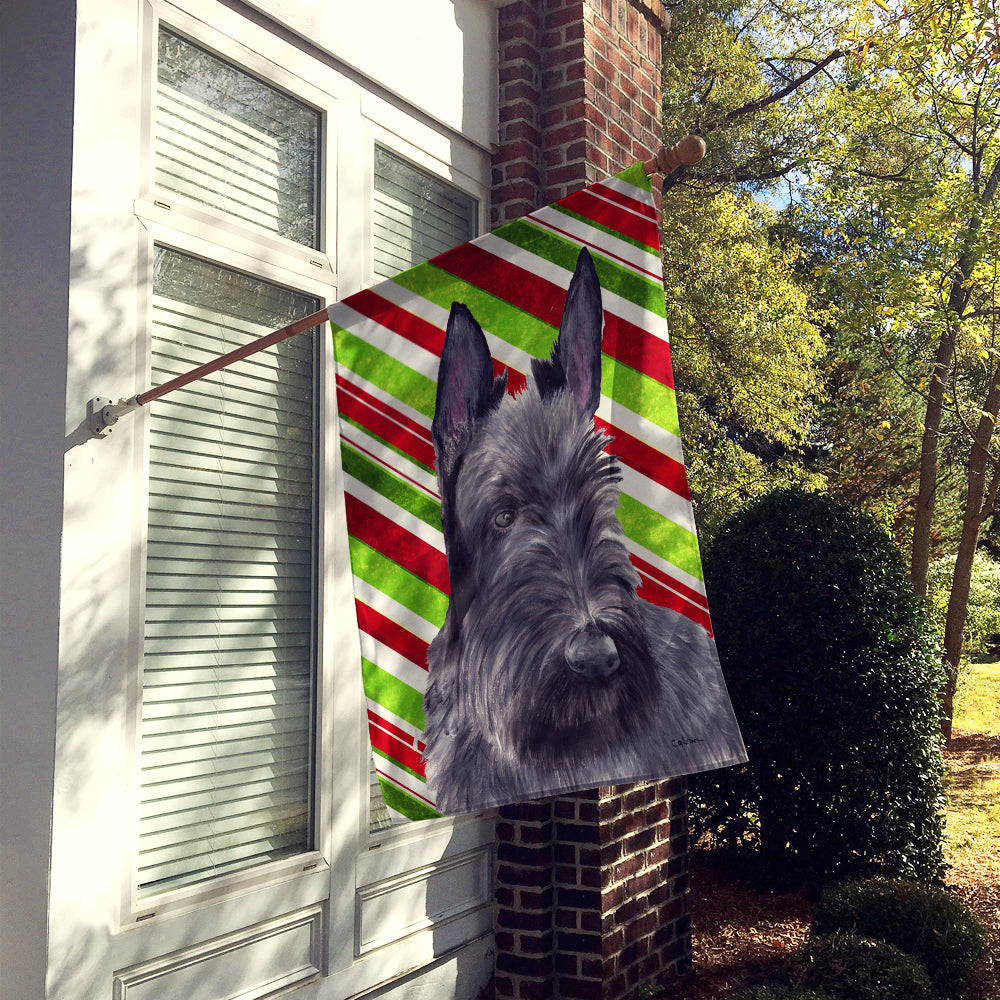 Scottish Terrier Candy Cane Holiday Christmas House Flag 28x40 Porch Sleeve Pole Decorative Outside Yard Banner Artwork Wall Hanging, Polyester