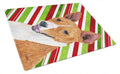 Basenji Candy Cane Holiday Christmas Cutting Board Tempered Glass Kitchen Cutting Surface, Heat Resistant Chopping, Non-Slip Feet, Food Prep & Serving
